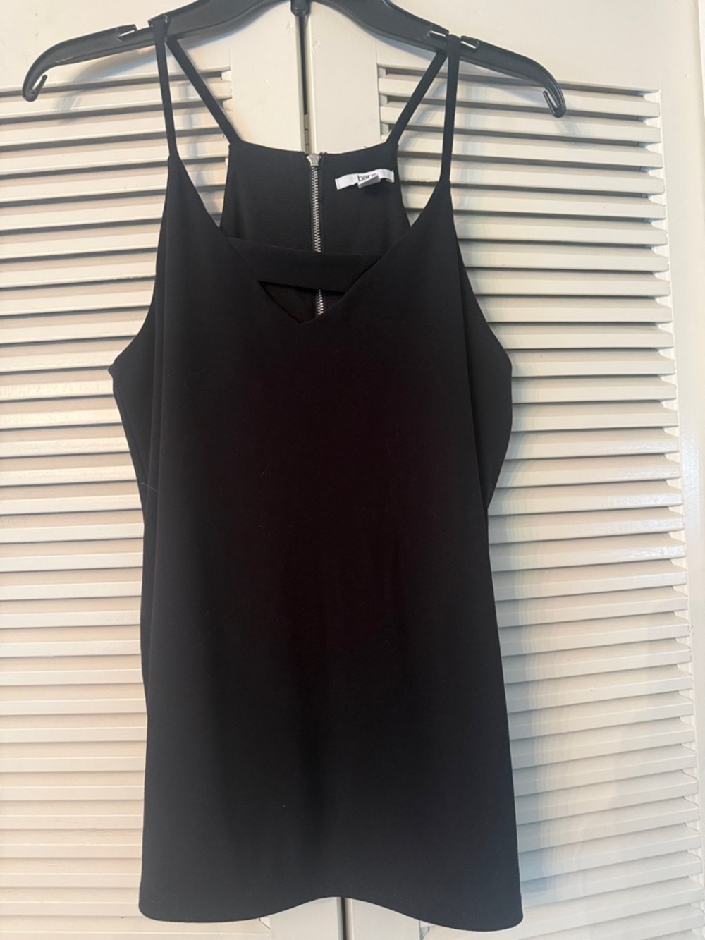 Bar III Black Sleeveless V-Neck Camisole Dress with Back Zip